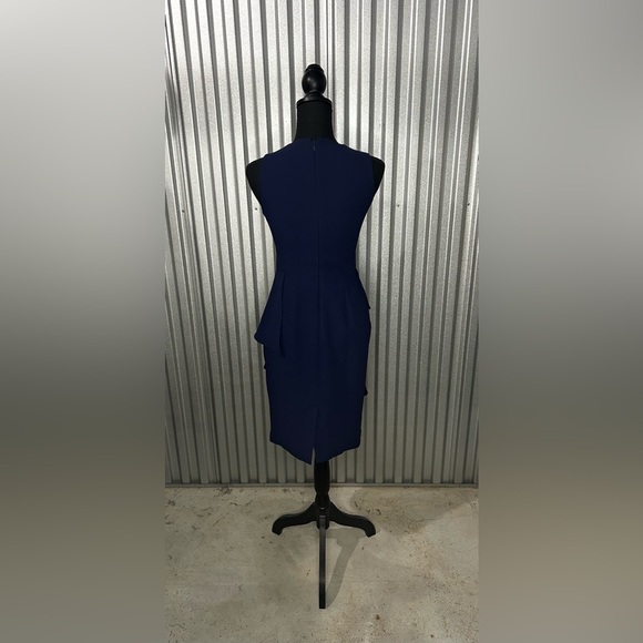 Women’s Eliza J Blue Solid Polyester Layered Flow Designer Midi Dress Size 2 - Picture 2 of 4